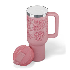 Road Trip Tumbler Pink Peonies | Rtic Drinkware|Clearance