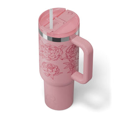 Road Trip Tumbler Pink Peonies | Rtic Drinkware|Clearance