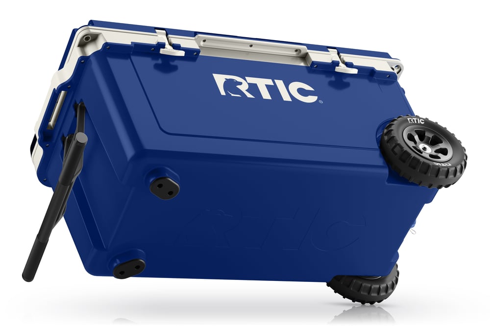 72 QT Ultra-Light Wheeled Cooler Cobalt & White | Rtic Hard Coolers