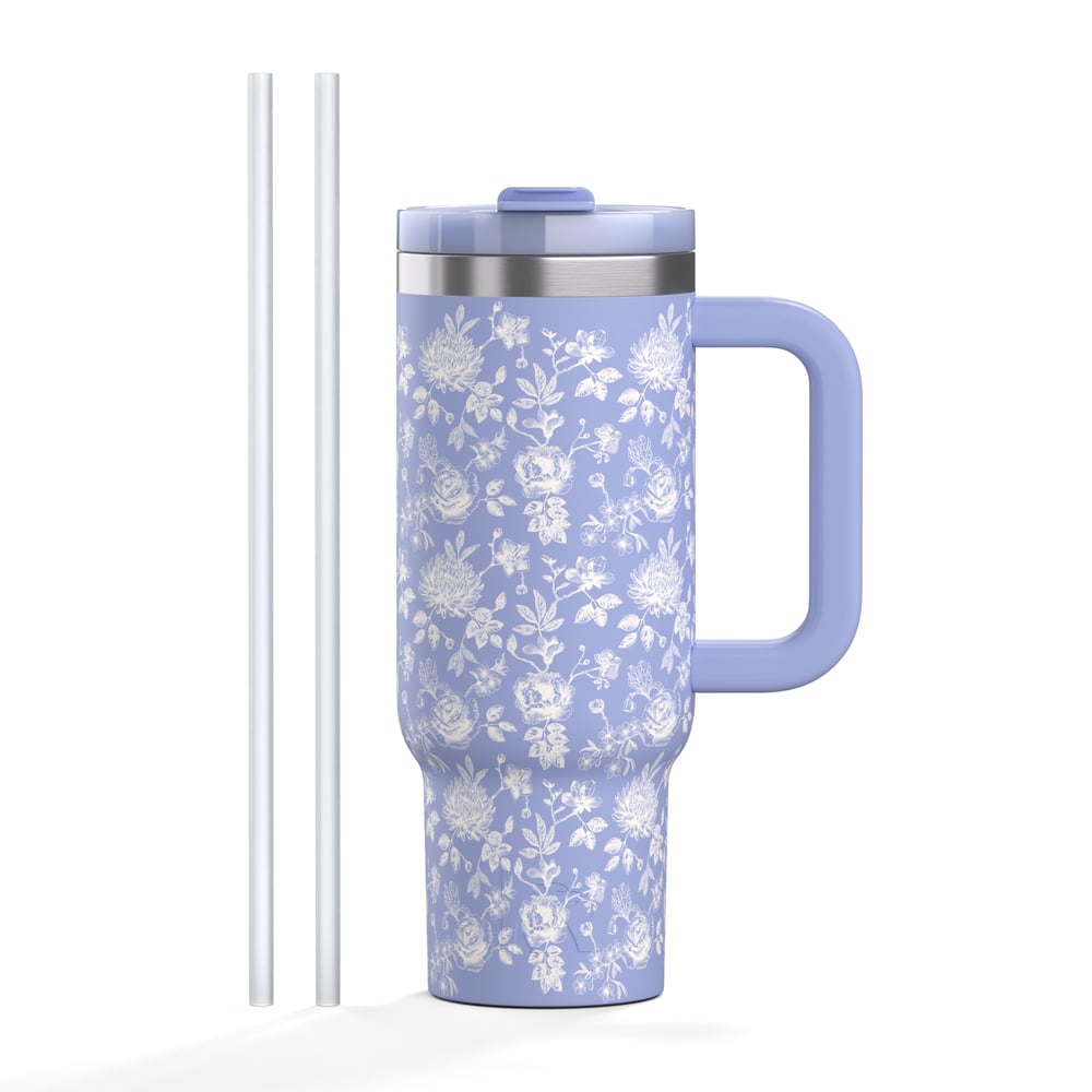 Road Trip Tumbler Periwinkle Bouquet | Rtic Drinkware|Clearance
