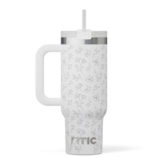 Road Trip Tumbler White Magnolias | Rtic Drinkware|Clearance