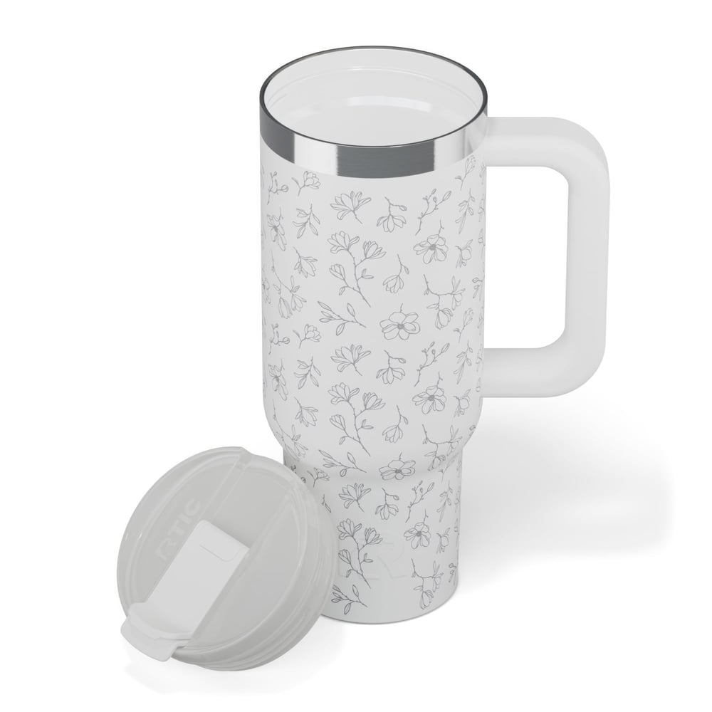 Road Trip Tumbler White Magnolias | Rtic Drinkware|Clearance