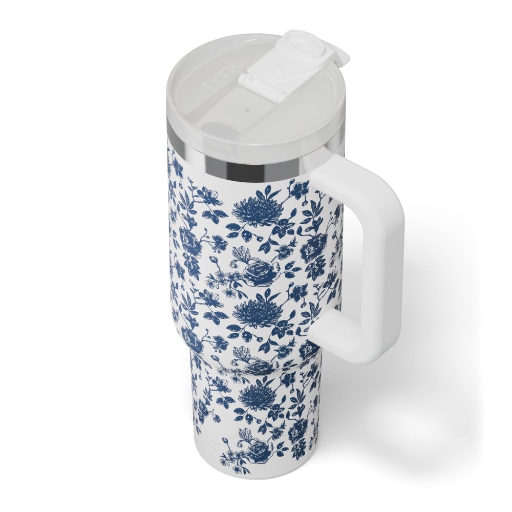 Road Trip Tumbler Blue Bouquet | Rtic Drinkware|Clearance