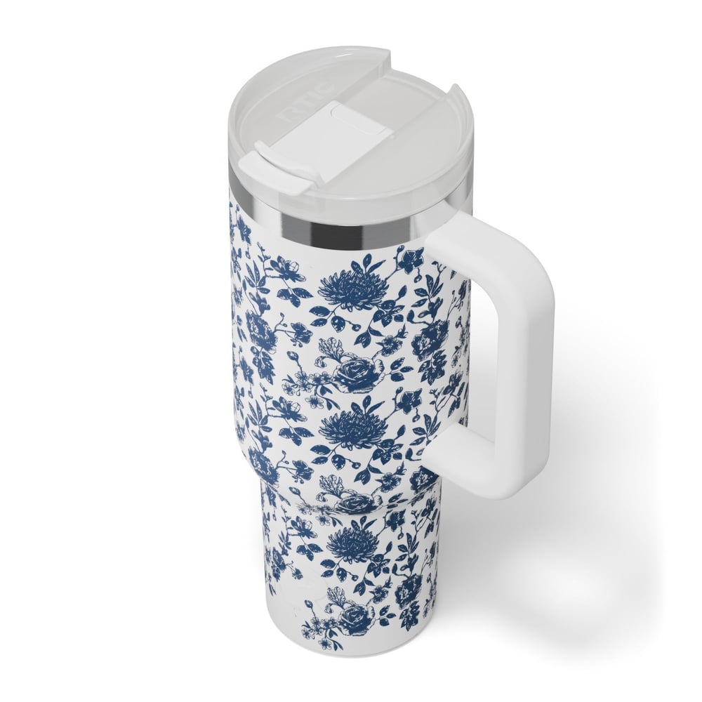 Road Trip Tumbler Blue Bouquet | Rtic Drinkware|Clearance