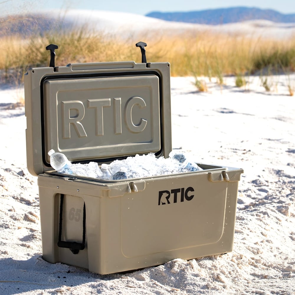 65 QT Ultra-Tough Cooler Tan | Rtic Hard Coolers